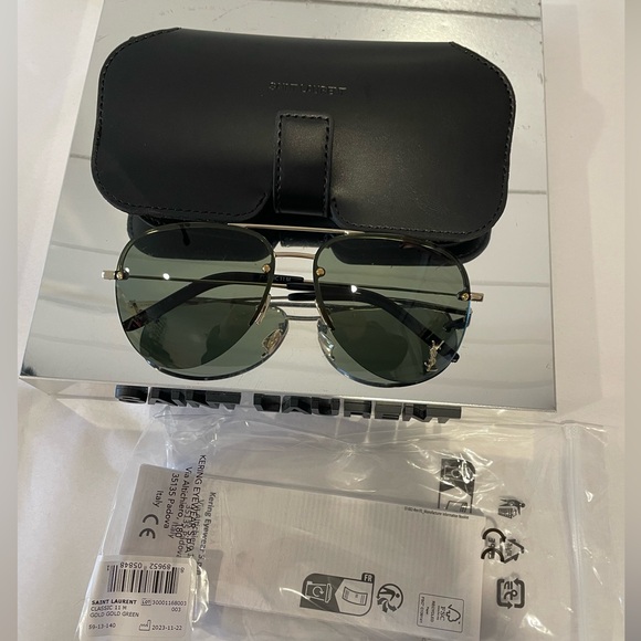 SAINT LAURENT CLASSIC 11 M-003 UNISEX AVIATOR SUNGLASSES - Picture 9 of 9
